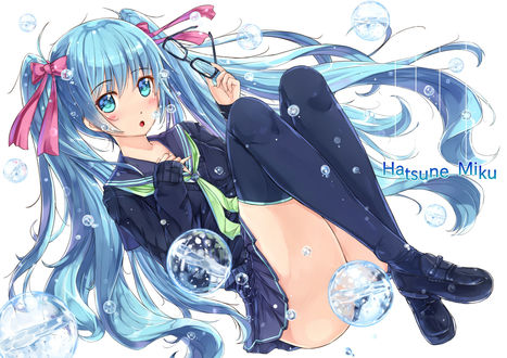Обои на рабочий стол Vocaloid Miku Hatsune / Вокалоид Мику Хатцуне, art by Kazeno