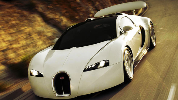 Обои на рабочий стол Бугатти Вейрон / Bugatti Veyron на дороге