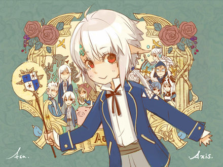 Обои на рабочий стол Беловолосый парень, Pixiv Fantasia, art by. Axis