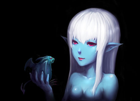 Anime girl with blue skin
