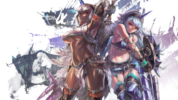 Обои на рабочий стол Kirin / Кирин и темнокожая девушка из игры Monster Hunter, art by Aoinhatsu