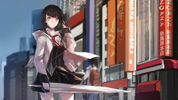 Обои на рабочий стол Fumitsuki Rui / Фумитсуки Руй из игры Akibas Trip / Поездка Акибы, art by Swd3e2