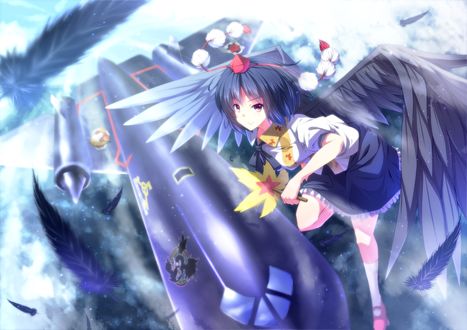Обои на рабочий стол Shameimaru Aya / Ая Шамеймару из серии компьютерных игр Touhou Project / Проект Восток, art by Ryosios