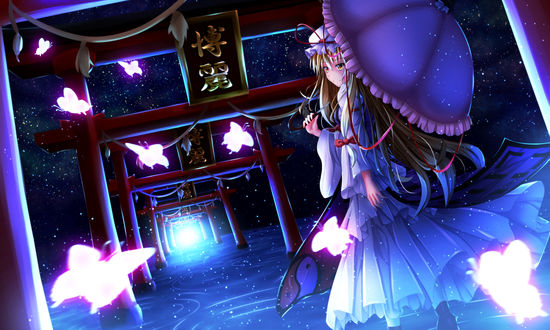 Обои на рабочий стол Yakumo Yukari / Якумо Юкари из серии компьютерных игр Touhou Project / Проект Восток