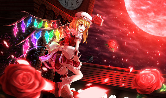 Обои на рабочий стол Flandre Scarlet / Фландр Скарлет из серии компьютерных игр Touhou Project / Проект Восток