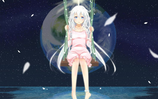 Anime girl on a swing