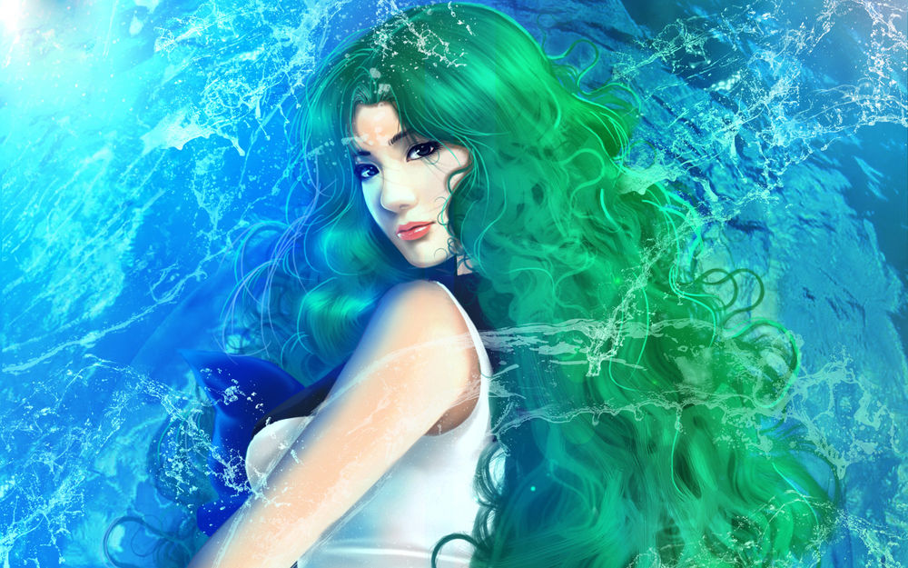 Обои для рабочего стола Сейлор Нептун / Sailor Neptune из аниме Bishoujo Senshi Sailor Moon / Красавица-воин Сейор Мун