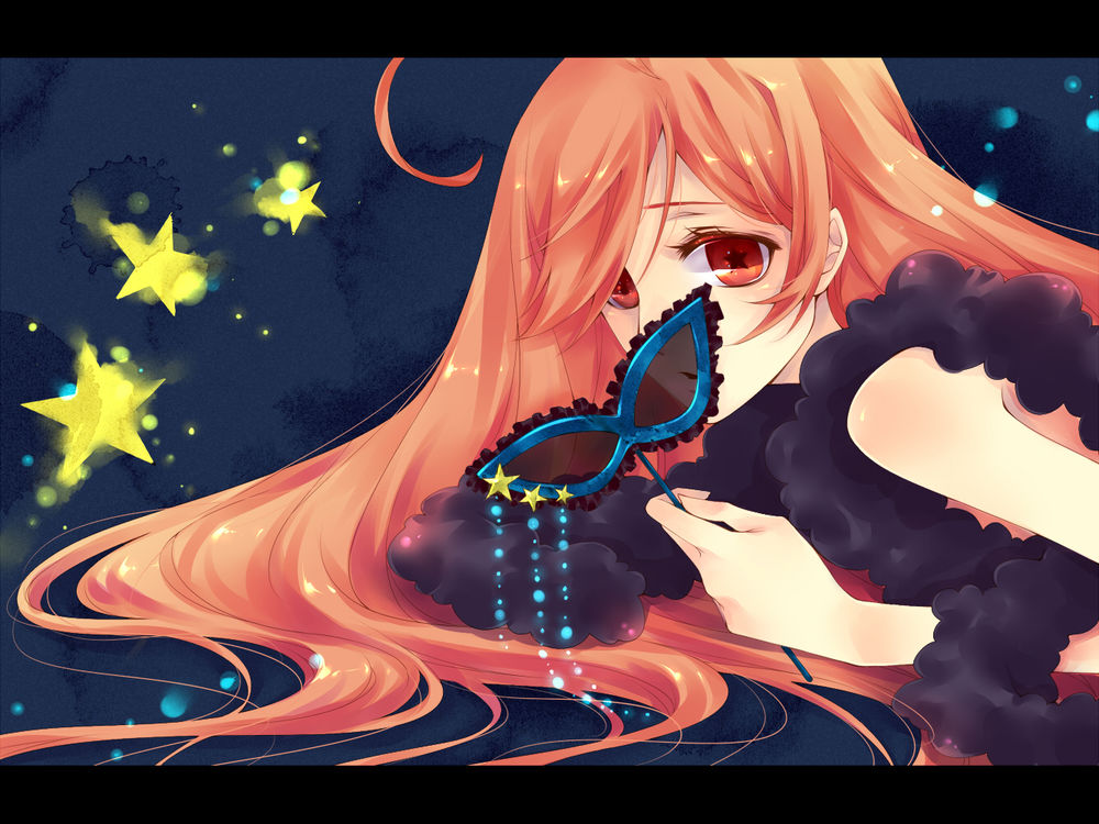 Обои для рабочего стола Miki Vocaloid / Мики Вокалоид, с маской в руке, художник Natsuki0910