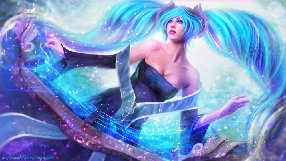 Обои для рабочего стола Сона / Sona из игры Лига Легенд / League of Legends, by MagicnaAnavi