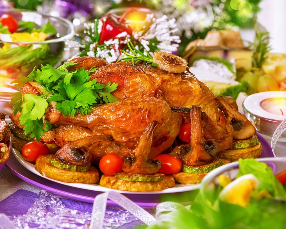 Обои для рабочего стола Жареная сочная курица