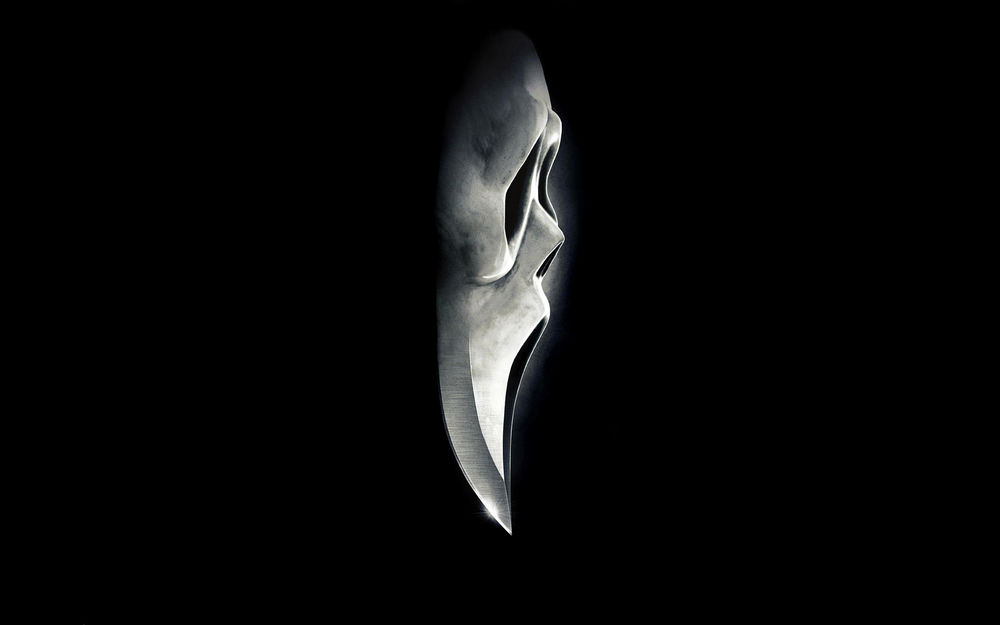 Обои для рабочего стола Маска переходящая в лезвие ножа из фильма Scream / Крик