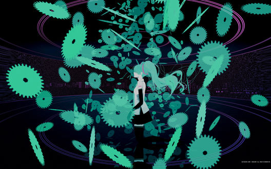 Обои на рабочий стол Vocaloid Hatsune Miku / Вокалоид Хатсуне Мику, art by Emukami