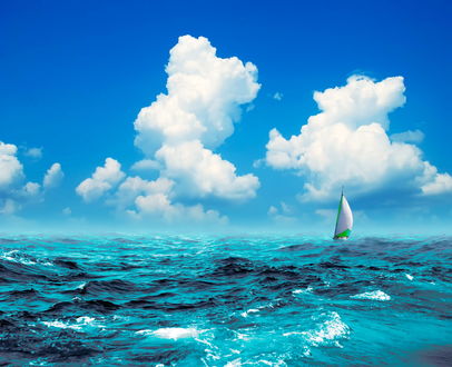 Обои на рабочий стол Яхта в море