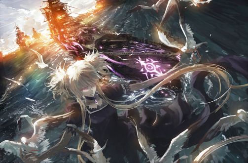 Обои на рабочий стол Конгу / Kongou из аниме Aoki Hagane no Arpeggio / Арпеджио из Голубой Стали / Симфония морской стали