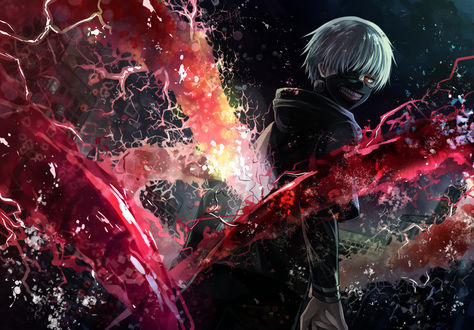 Обои на рабочий стол Ken Kaneki / Кэн Канэки из аниме Tokyo Ghoul / Токийский Гуль