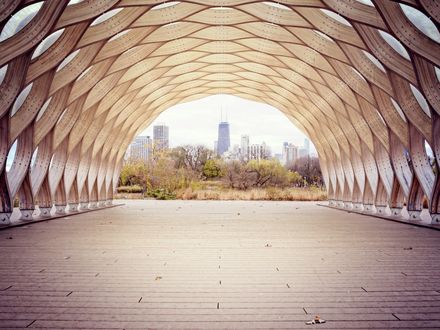 Обои на рабочий стол Вид на Чикаго / Chicago из необычного туннеля