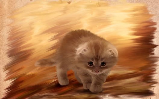 Обои на рабочий стол Рисунок симпатичного рыжего котенка