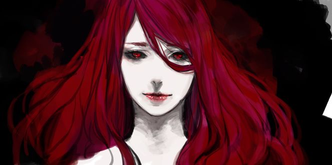 Обои на рабочий стол Rize Kamishiro / Ризэ Камиширо из аниме Tokyo Ghoul / Токийский монстр, art by NPN