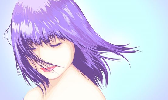 Обои на рабочий стол Девушка с фиалковыми волосами, арт by istian18kenji