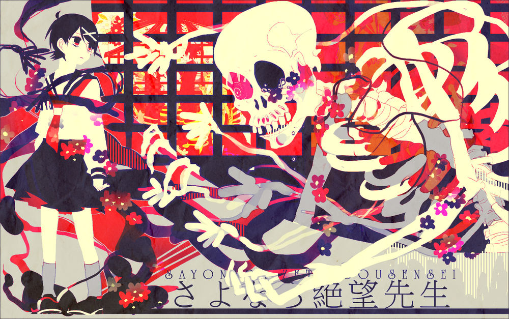 Обои для рабочего стола Fuura Kafuka / Фуура Кафка из аниме Sayonara Zetsubou Sensei / Прощай, унылый учитель, art by Liar Hatter