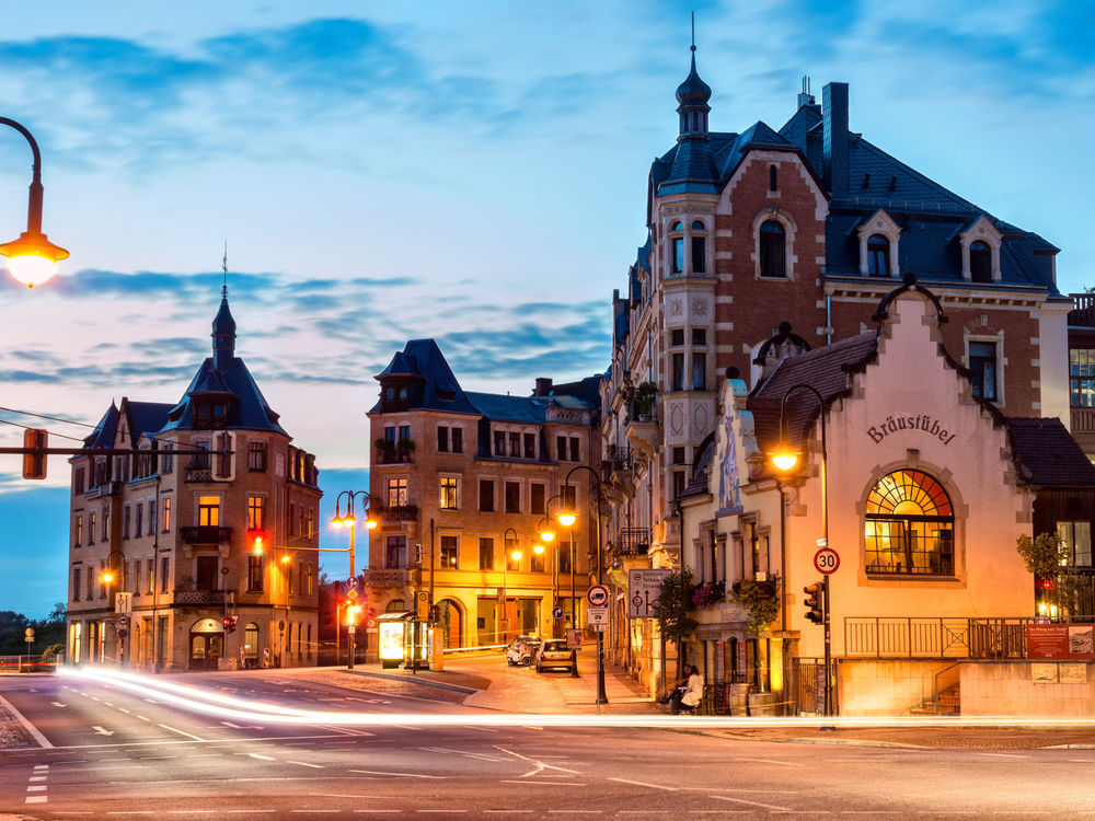 Обои для рабочего стола Улицы вечернего Дрездена, Германия / Dresden, Germany