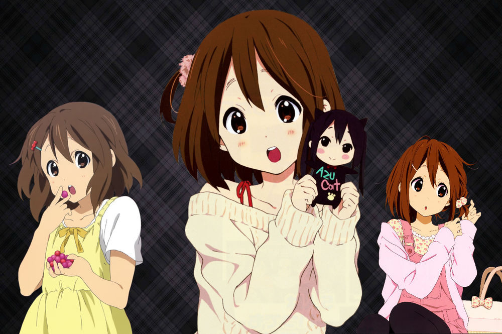Обои для рабочего стола Юи Хирасава / Yui Hirasawa и Азуса Накано / Nakano Azusa из аниме Клуб легкой музыки / K-ON!