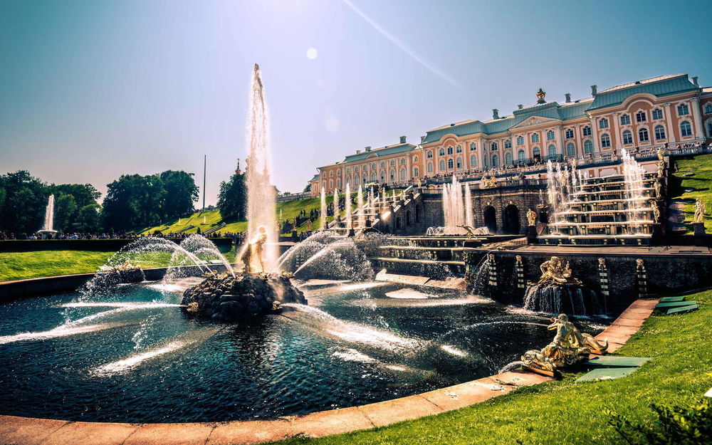 Обои для рабочего стола Фонтан в Петергофе, Санкт-Петербург, Россия / St. Petersburg, Russia