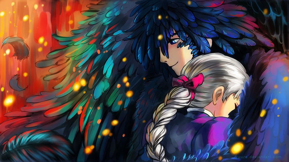 Обои для рабочего стола Хаул / Howl и Софи Хаттер / Sophie Hatter из аниме Ходячий замок Хаула / Howl no Ugoku Shiro, арт by yuuza