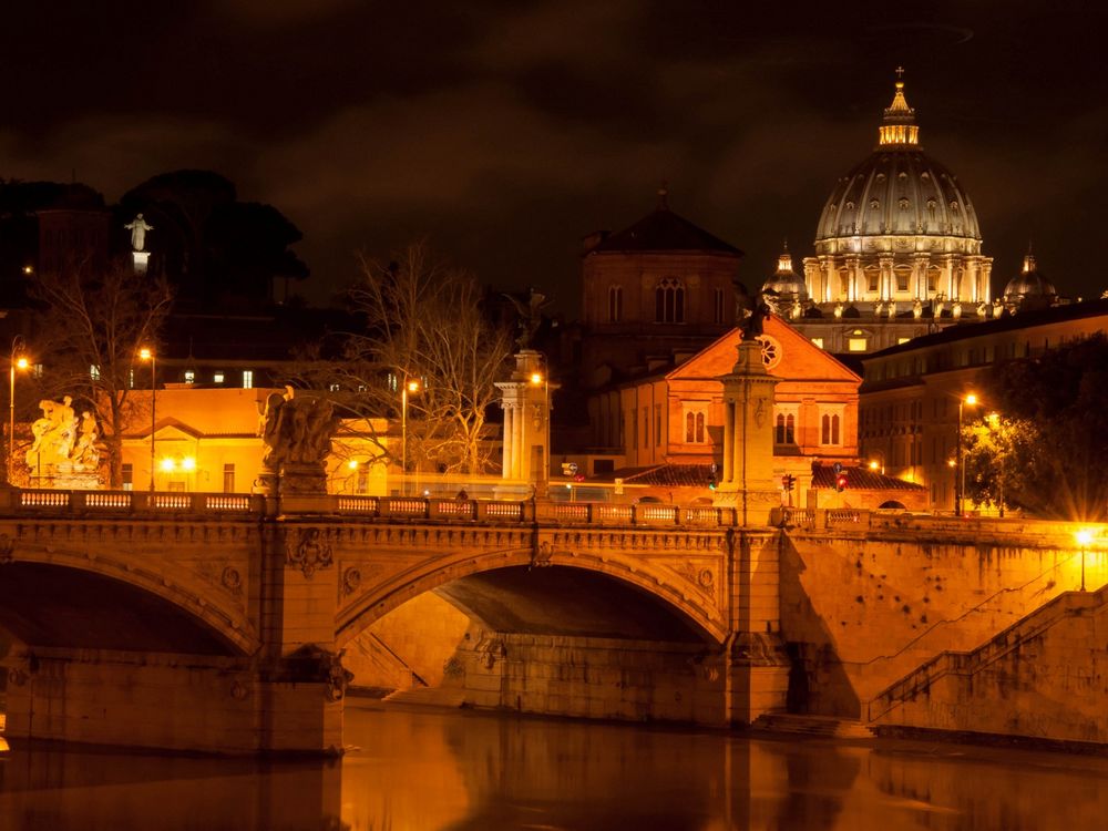 Обои для рабочего стола Замок и мост Святого Ангела / St. Angelo Bridge Ватикан / Vatican City, Италия / Italy