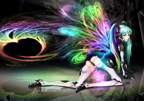 Обои на рабочий стол Vocaloid Hatsune Miku / Вокалоид Хатсуне Мику, art by DIN Raiden