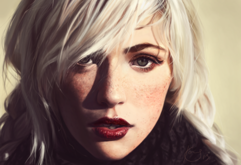 Обои на рабочий стол Светловолосая девушка, art by 0x4fffwhite