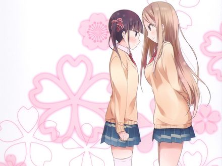 Обои на рабочий стол Minami Shizuku / Минами Шизуку и Noda Kotone / Нода Котоне из аниме Sakura Trick / Проделки Сакуры