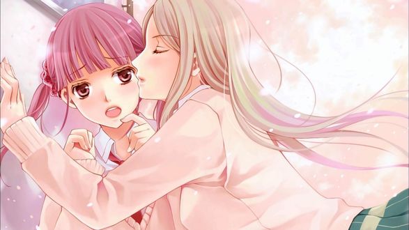 Обои на рабочий стол Minami Shizuku / Минами Шизуку и Noda Kotone / Нода Котоне из аниме Sakura Trick / Проделки Сакуры, art by Hibiki Reine