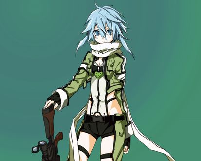 Обои на рабочий стол Asada Shino / Sinon (GGO)/Асада Шино / Синон из аниме Sword Art Online / Мастера Меча Онлайн