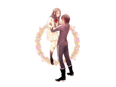 Обои на рабочий стол Iki Hiyori / Ики Хиери и Yato / Ято из аниме Noragami / Падший Бог