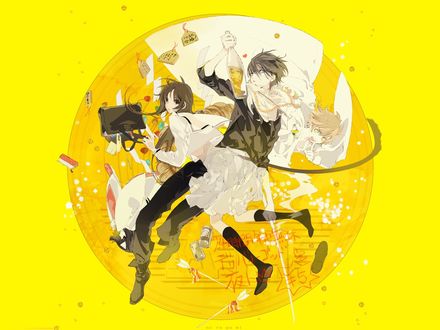 Обои на рабочий стол Iki Hiyori / Ики Хиери, Yato / Ято и Yukine / Юкине из аниме Noragami / Падший Бог