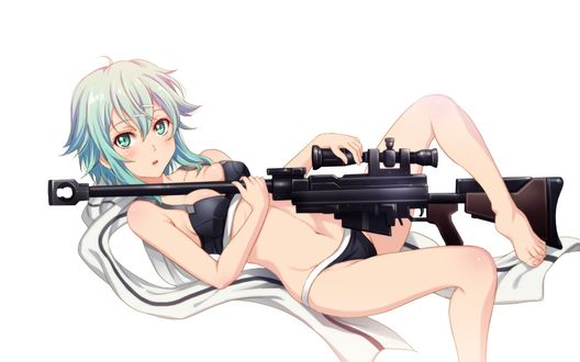 Обои на рабочий стол Asada Shino / Sinon (GGO)/Асада Шино / Синон из аниме Sword Art Online / Мастера Меча Онлайн