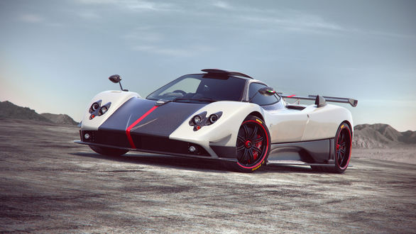 Обои на рабочий стол Авто Pagani Zonda Cinque на открытом пространстве