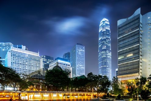 Обои на рабочий стол Ночной мегаполис в Гонконге / Hong Kong