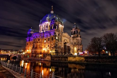Обои на рабочий стол Вид на ночной Берлин, Германия / Berlin, Germany