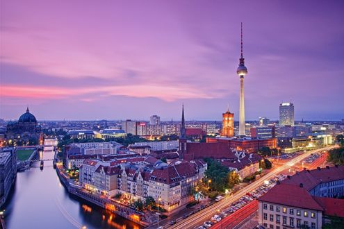 Обои на рабочий стол Вид на ночной Берлин, Германия / Berlin, Germany