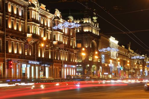 Обои на рабочий стол Ночной город Петербург, Россия / Petersburg, Russia