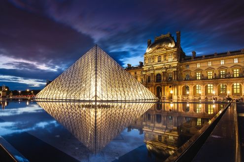 Обои на рабочий стол Ночной город Париж, Франция / Paris, France