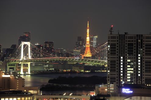 Обои на рабочий стол Ночной город, токийская телебашня, Токио / Tokyo, Япония / Japan