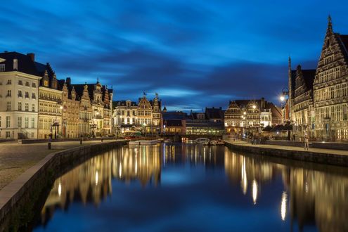 Обои на рабочий стол Ночной город, Бельгия / Belgium