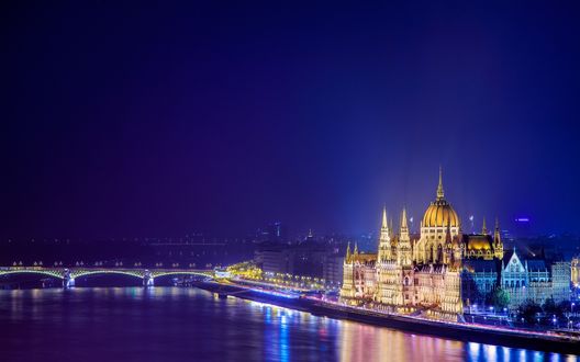 Обои на рабочий стол Ночной город Будапешт, Венгрия / Budapest, Hungary