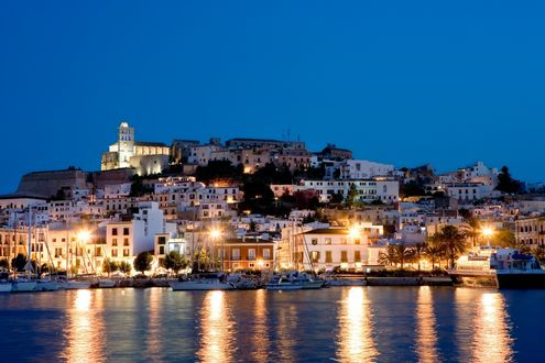 Обои на рабочий стол Ночная испанская Ибица / Ibiza, Spain