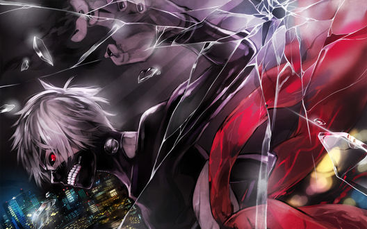 Обои на рабочий стол Ken Kaneki / Кэн Канэки из аниме Tokyo Ghoul / Токийский Гуль