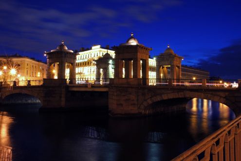 Обои на рабочий стол Ночной город Санкт-Петербург, Россия / Saint-Petersburg, Russia