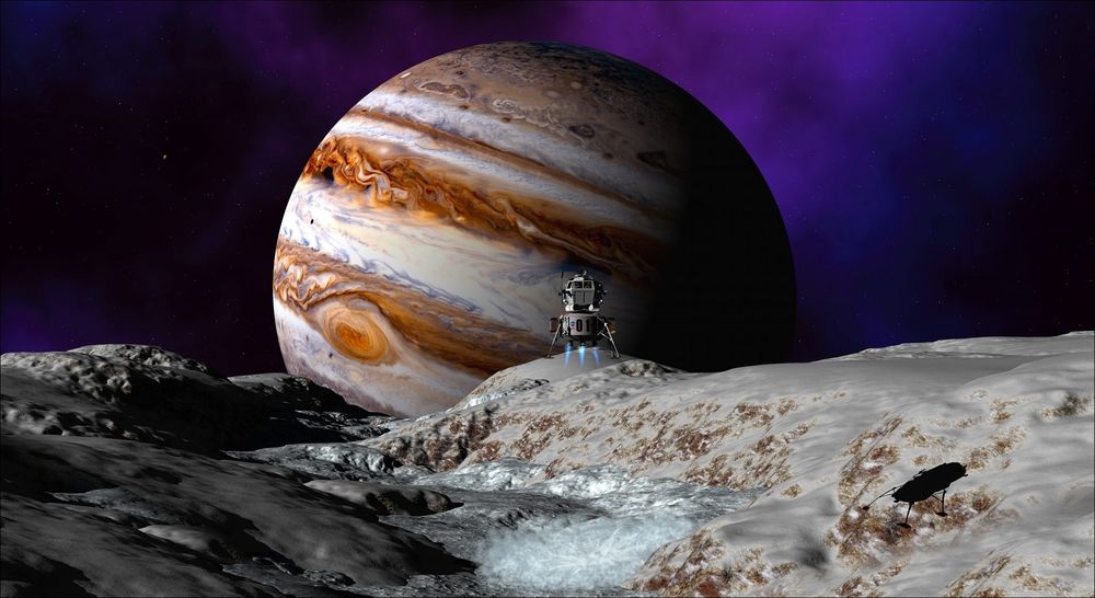 Обои для рабочего стола Исследовательский робот на фоне планеты Юпитер, автор David Robinson